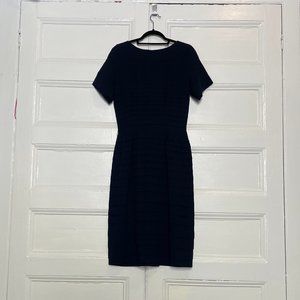 Navy Vintage 1940s Pleated Dress, size M